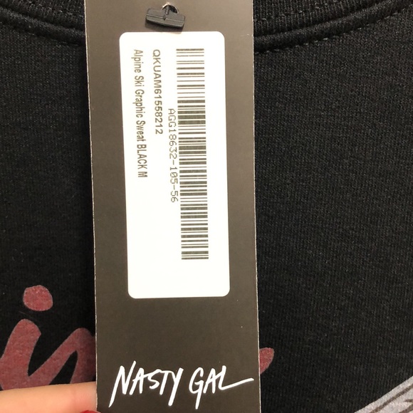 NWT Nasty Gal Alpine Ski Graphic Long Sleeve Oversize Crewneck - Picture 2 of 4